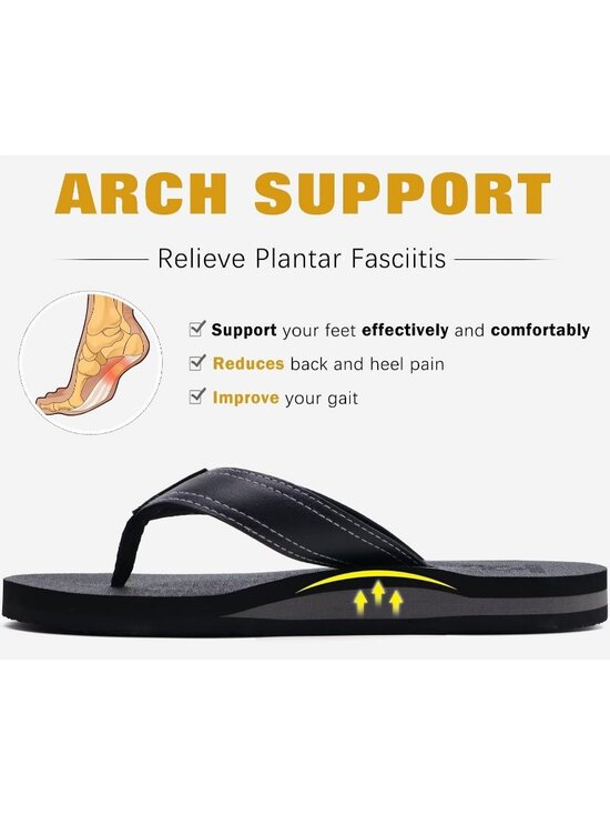 Men\'s Black Yoga Mat Leather Flip Flops Slip On Indoor Outdoor Sandal Slipper main image 4